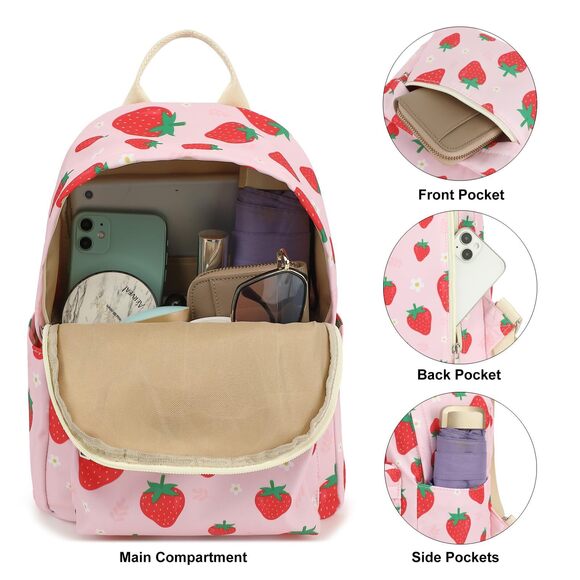 2552 Strawberry Mini Backpack Girls, Small Backpack Purse for Teens Kids main image 4